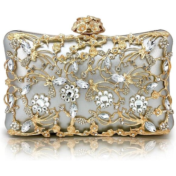 Handbags - BABEYOND Rhinestone Clutch for Women Sparkly Triangle Purse 1920s Evening Bag